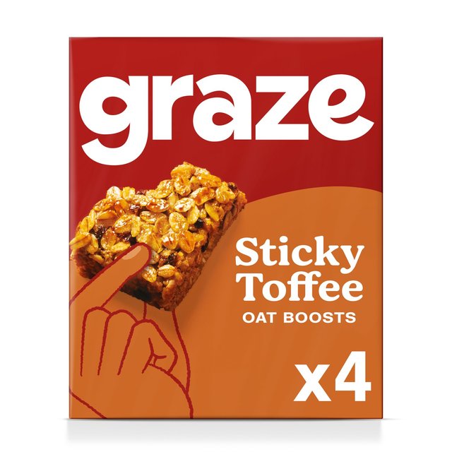 Graze Vegan Sticky Toffee Oat Boosts Snack Bars 4 per pack