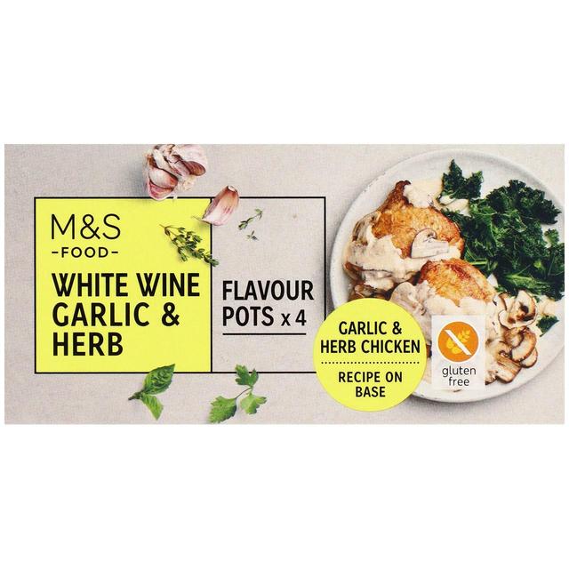 M&S 4 White Wine Garlic & Herb Flavour Pots 96g