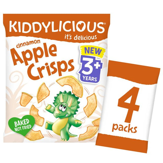 Kiddylicious Cinnamon Apple Crisps Kids Snacks Multi 4 x 12g