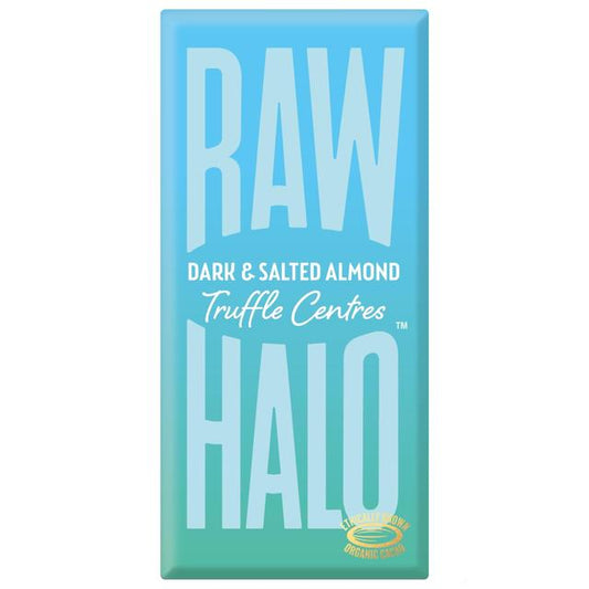 Raw Halo Dark & Salted Almond Truffle Centres Vegan Chocolate Bar 90g