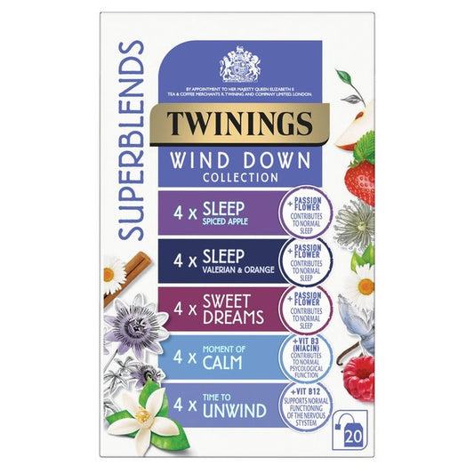 Twinings Superblends Wind Down  Collection Variety Pack, 20 Tea Bags 20 per pack