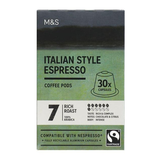 M&S Italian Style Espresso Coffee Pods 30 per pack