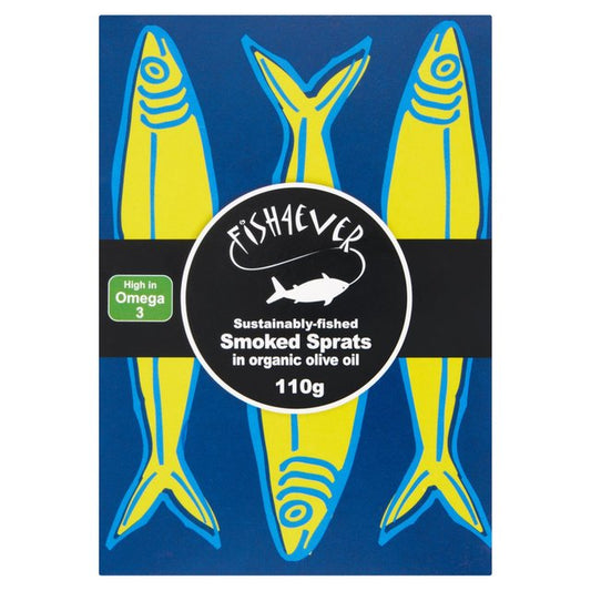 Fish 4 Ever Smoked Sprats in organic extra virgin olive oil 110g