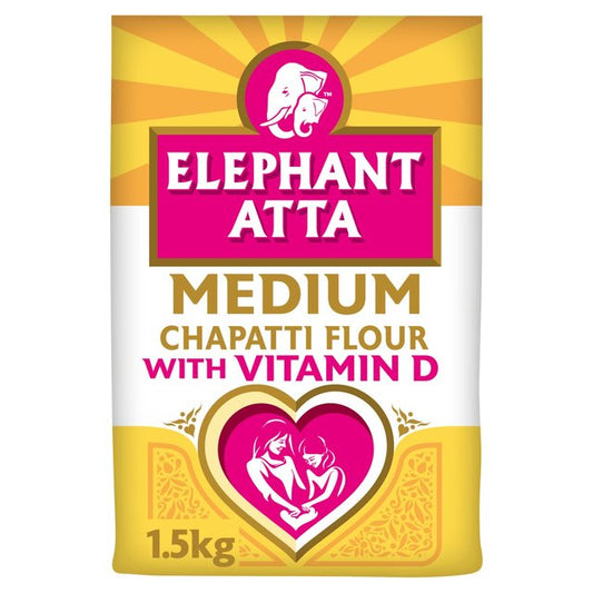 Elephant Atta Medium with Vitamin D Chapatti Flour 1500g