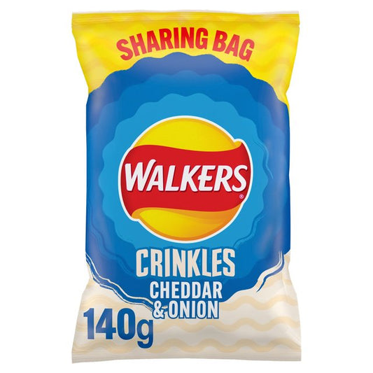 Walkers Crinkles Cheddar & Onion Sharing Bag Crisps 140g