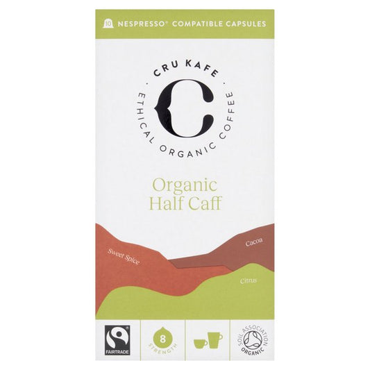 CRU Kafe Organic Fair Trade Half-Caff Pods 10s 10 per pack