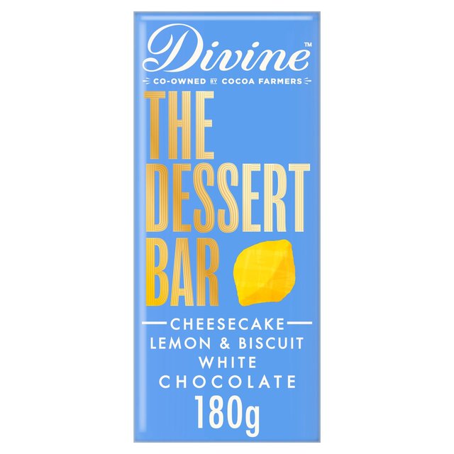 Divine Chocolate Dessert Bar White Chocolate Cheesecake Lemon and Biscuit 180g
