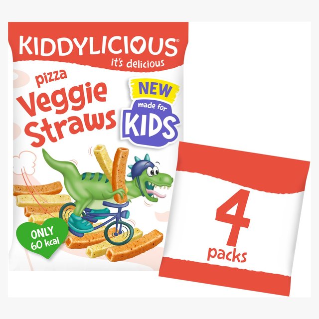 Kiddylicious Pizza Flavoured Veggie Straws Kids Snacks Multi 4 x 12g