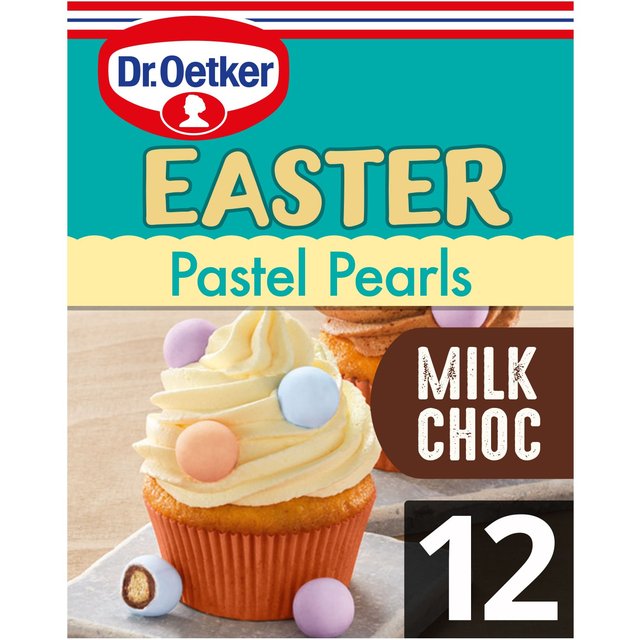 Dr. Oetker 12 Milk Chocolate Pastel Pearls Cake Decorations 33g