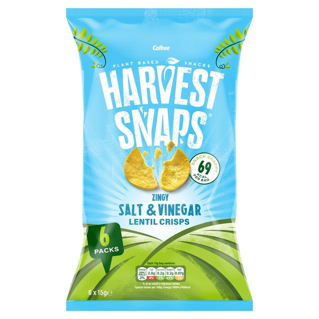 Harvest Snaps Salt & Vinegar Lentil Crisps Multipack 6 x 15g