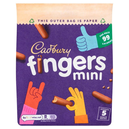 Cadbury Mini Fingers Chocolate Biscuits 5 Snack Packs 96.5g