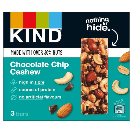 KIND Chocolate Chip Cashew Snack Bar Multipack 3 x 30g