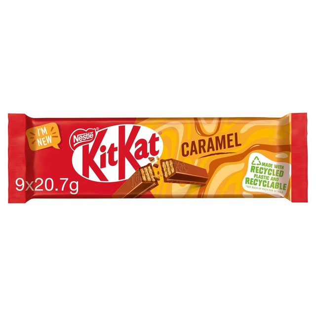 KitKat 2 Finger Caramel Chocolate Biscuit Bar Multipack 9 x 20.7g