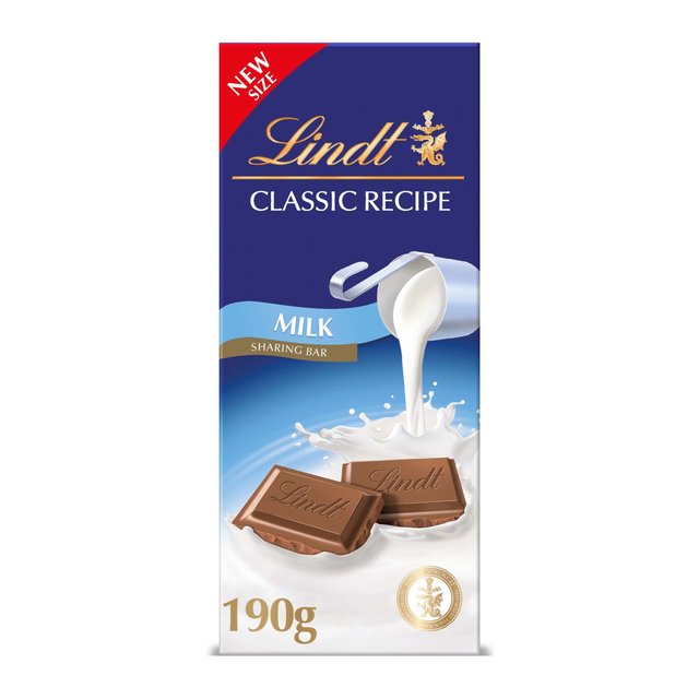 Lindt Classic Recipe Milk Chocolate Sharing Bar 190g