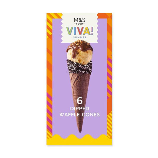 M&S VIVA 6 Dipped Waffle Cones 6 per pack