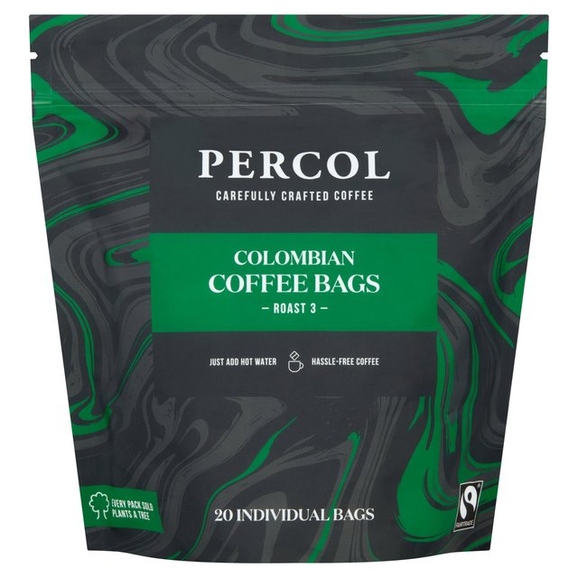 Percol Colombian Fairtrade Coffee Bags 20 Pack 160g