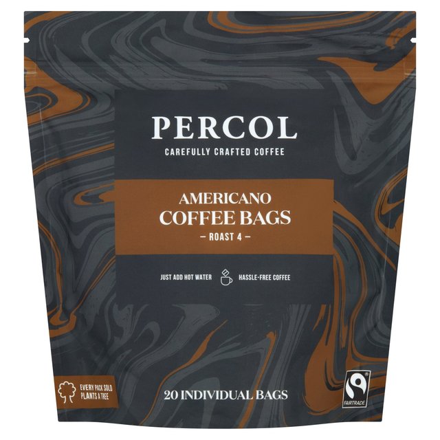 Percol Americano Fairtrade Coffee Bags 20 Pack 160g