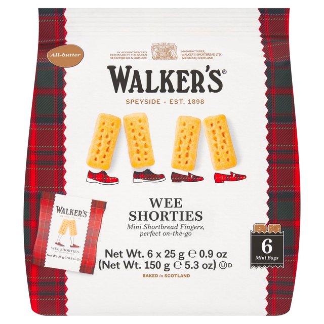 Walker's Shortbread Wee Shorties Mini Shortbread Fingers Multipack 6 x 25g