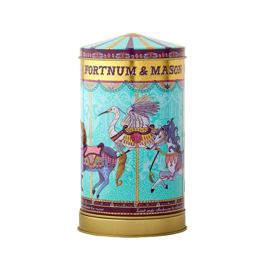 FORTNUM & MASON Mini Merry Go Round Musical Biscuit Tin, 150g フォートナム＆メイソン オルゴール缶 ビスケット メリーゴーランド イギリス土産 クッキー 缶