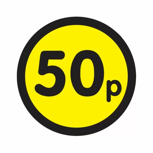 50p Yellow Price Stickers