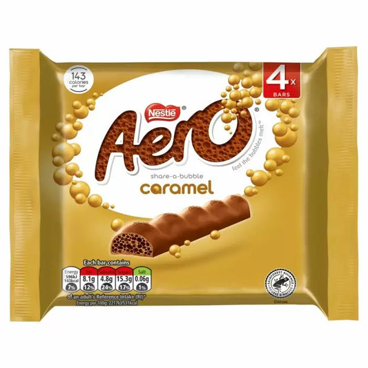 Aero Bubbly Caramel Chocolate Bar 4 Pack 108g